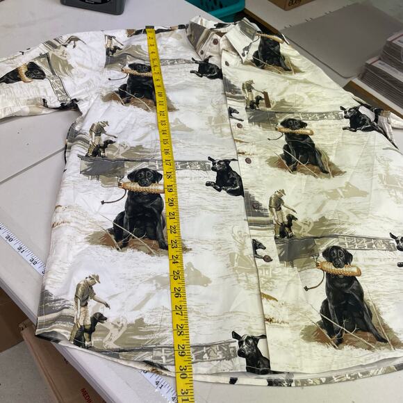 Magellan Sportwear Dog Training Print Short Sleeve Button Down Men's Size Large - Picture 11 of 12